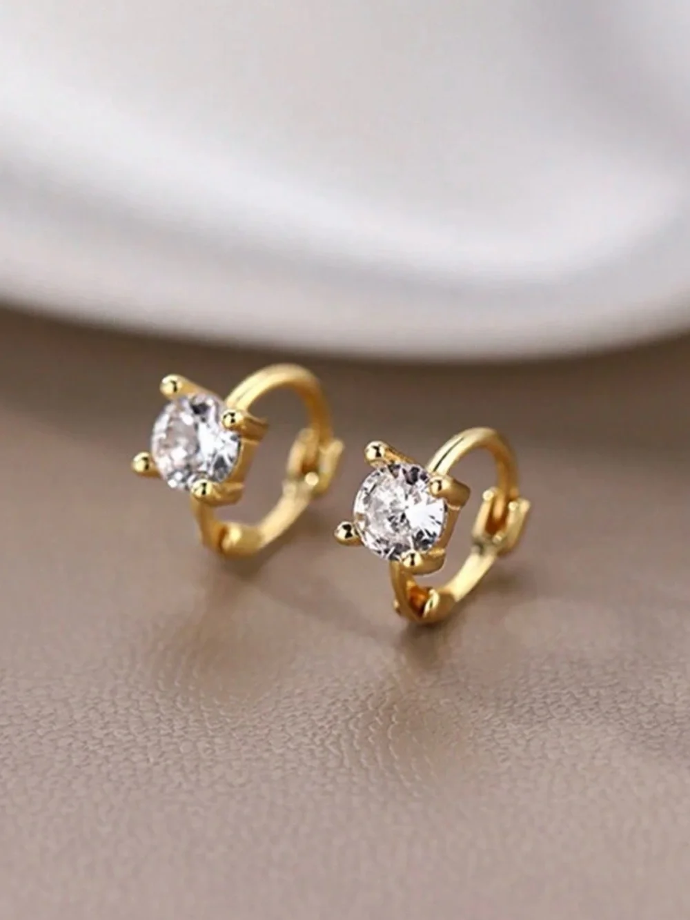 Hoop Earrings with Clear Stone Accent
